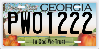 GA license plate PWO1222