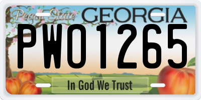 GA license plate PWO1265