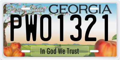 GA license plate PWO1321