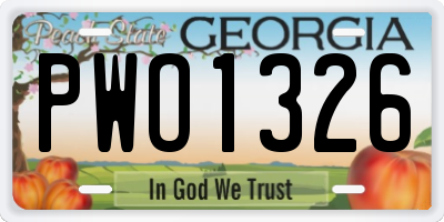 GA license plate PWO1326