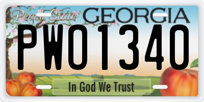 GA license plate PWO1340