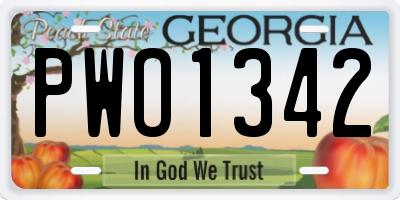 GA license plate PWO1342