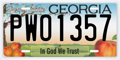GA license plate PWO1357