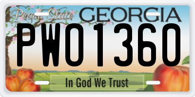 GA license plate PWO1360