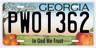 GA license plate PWO1362