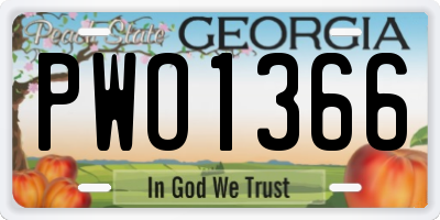 GA license plate PWO1366