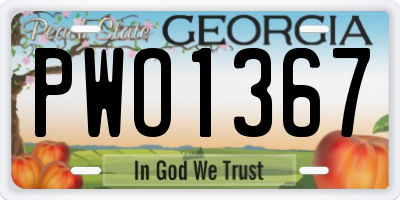 GA license plate PWO1367