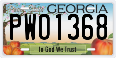 GA license plate PWO1368