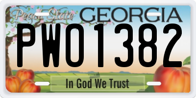 GA license plate PWO1382
