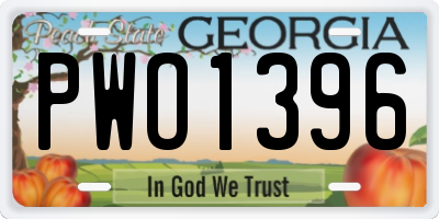 GA license plate PWO1396