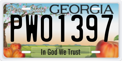 GA license plate PWO1397