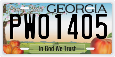 GA license plate PWO1405