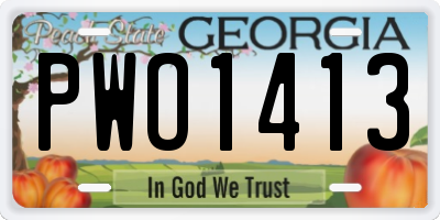 GA license plate PWO1413