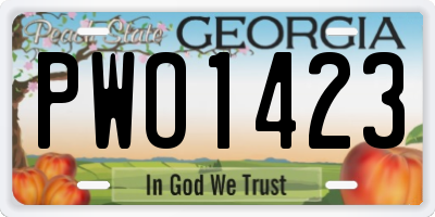 GA license plate PWO1423