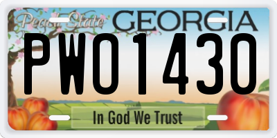 GA license plate PWO1430