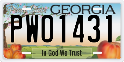 GA license plate PWO1431