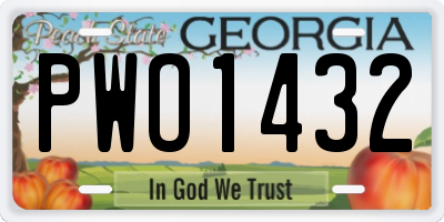 GA license plate PWO1432