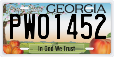 GA license plate PWO1452
