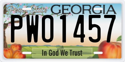 GA license plate PWO1457
