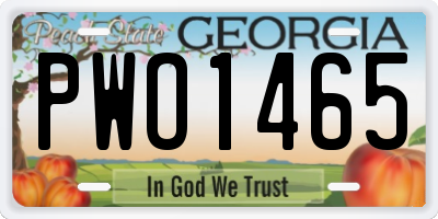 GA license plate PWO1465