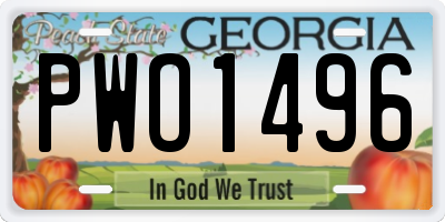 GA license plate PWO1496