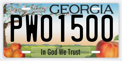 GA license plate PWO1500