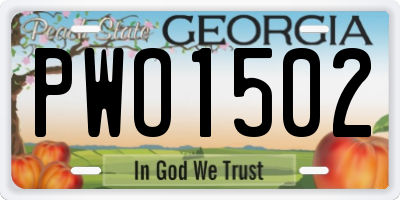 GA license plate PWO1502
