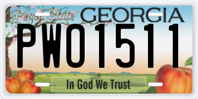GA license plate PWO1511
