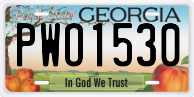 GA license plate PWO1530