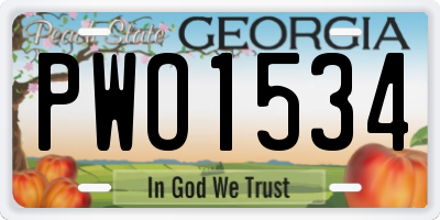 GA license plate PWO1534