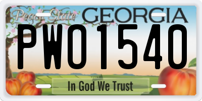 GA license plate PWO1540
