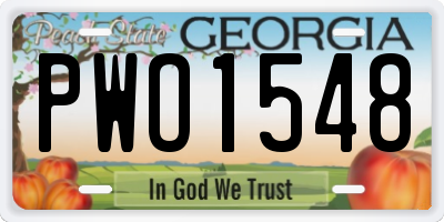 GA license plate PWO1548