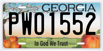 GA license plate PWO1552