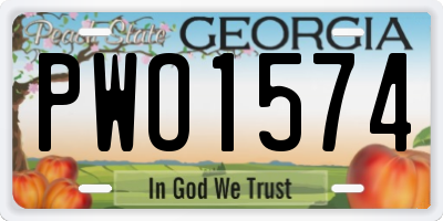 GA license plate PWO1574