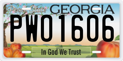 GA license plate PWO1606