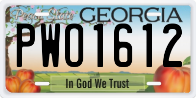 GA license plate PWO1612