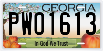 GA license plate PWO1613
