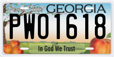 GA license plate PWO1618