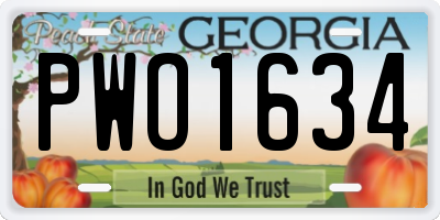 GA license plate PWO1634