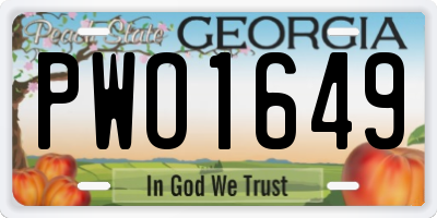 GA license plate PWO1649