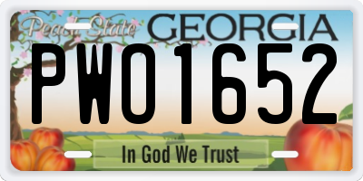 GA license plate PWO1652