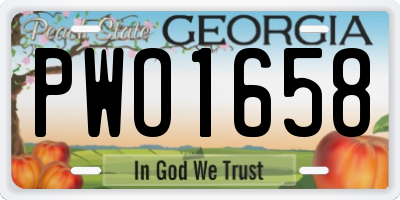 GA license plate PWO1658