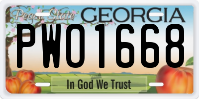 GA license plate PWO1668