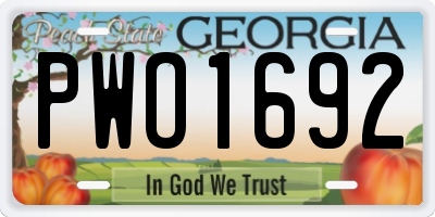 GA license plate PWO1692
