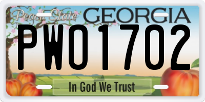 GA license plate PWO1702
