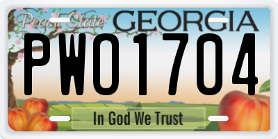 GA license plate PWO1704
