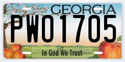 GA license plate PWO1705