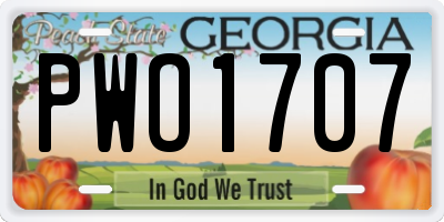 GA license plate PWO1707