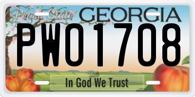 GA license plate PWO1708
