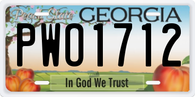 GA license plate PWO1712